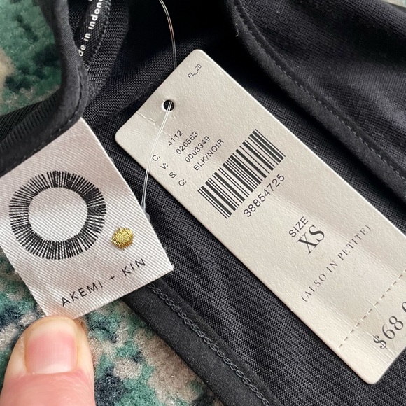 NWT Anthropologie Akemi +Kin Black Sleeveless Dress Sz XS High Side Slits Cutout - Picture 4 of 13